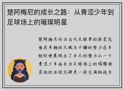 楚阿梅尼的成长之路：从青涩少年到足球场上的璀璨明星